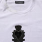 White Logo Heart Cotton Men Crew Neck T-shirt