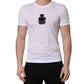 White Logo Heart Cotton Men Crew Neck T-shirt