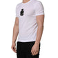White Logo Heart Cotton Men Crew Neck T-shirt