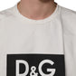 White Logo Print Cotton Crew Neck Men T-shirt