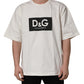 White Logo Print Cotton Crew Neck Men T-shirt