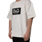 White Logo Print Cotton Crew Neck Men T-shirt