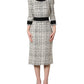 Black White Tweed Sheath A-line Midi Dress