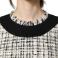 Black White Tweed Sheath A-line Midi Dress