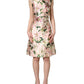 Light Pink LilyPrint Sleeveless Sheath Dress