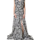 Black White Logo Sleeveless Floor Length Maxi Dress