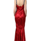 Red Silk Sleeveless Maxi Long Lace Trim Dress