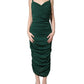Green Ruched Sweetheart Bodycon Midi Dress