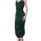 Green Ruched Sweetheart Bodycon Midi Dress