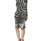 Black White Zebra Crystal Embellished Dress