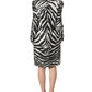 Black White Zebra Crystal Embellished Dress