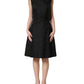 Black Floral Jacquard Sleeveless A-line Dress