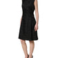 Black Floral Jacquard Sleeveless A-line Dress