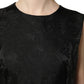 Black Floral Jacquard Sleeveless A-line Dress