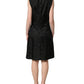 Black Floral Jacquard Sleeveless A-line Dress