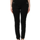 Black Viscose Mid Waist Skinny Trouser Pants