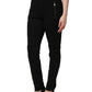 Black Viscose Mid Waist Skinny Trouser Pants