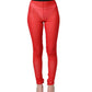 Red Nylon Stretch Slim Legging Trouser Pants