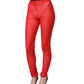Red Nylon Stretch Slim Legging Trouser Pants
