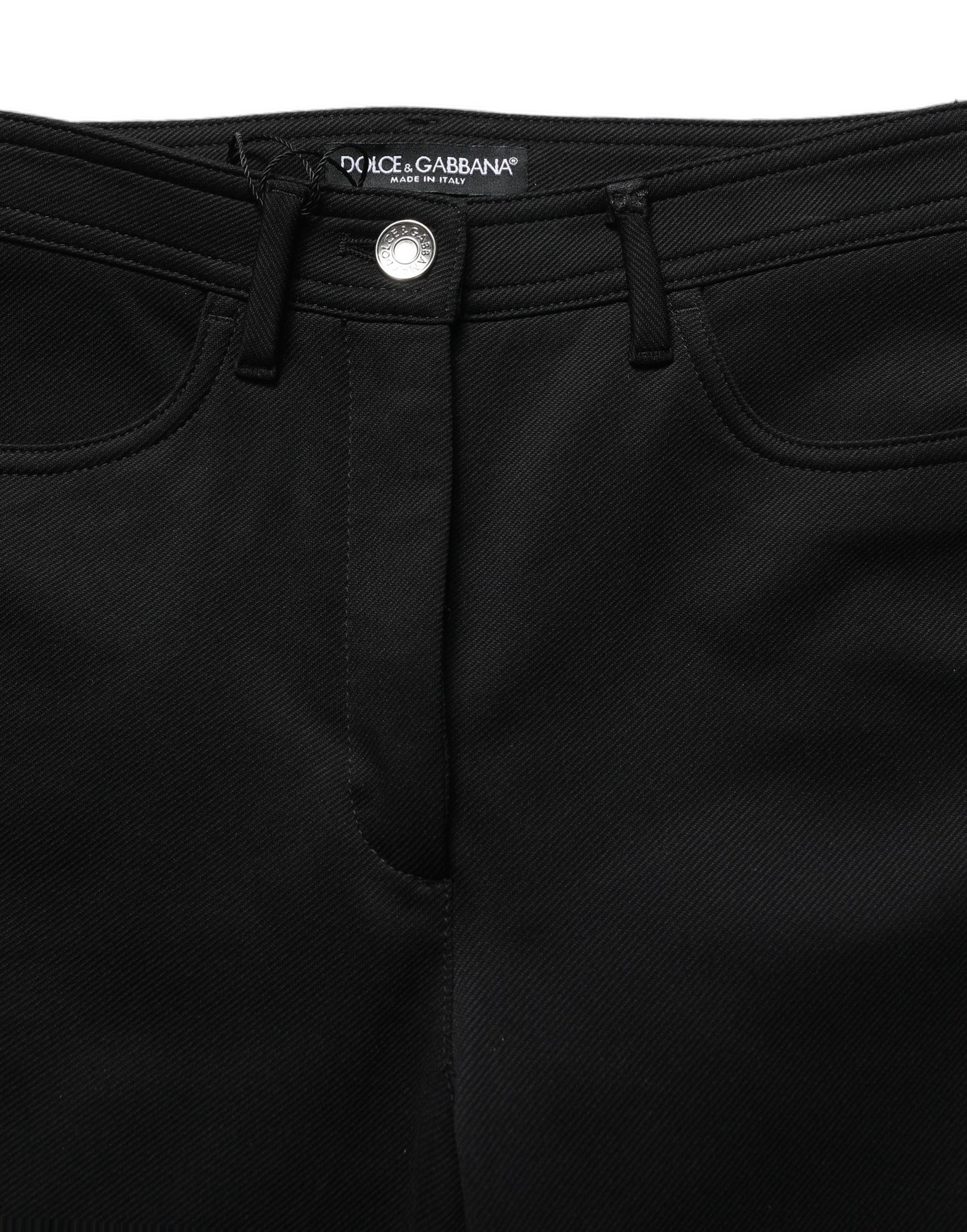 Black Nylon Stretch Skinny High Waist Pants