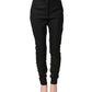 Black Wool High Waisted Logo Trouser Pants