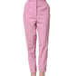 Pink High Waisted Polyester Trouser Pants
