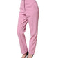 Pink High Waisted Polyester Trouser Pants
