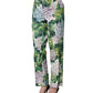 Multicolor Floral Print Tapered Trouser Pants