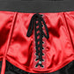 Red Satin Corset Style High Waist Mini Skirt