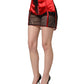Red Satin Corset Style High Waist Mini Skirt