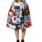 Multicolor Patchwork Cotton A-line Midi Skirt