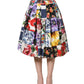 Multicolor Patchwork Cotton A-line Midi Skirt