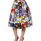 Multicolor Patchwork Cotton A-line Midi Skirt