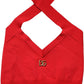 Red Viscose Sleeveless Halter Crop Tank Top