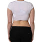 White Logo Embroidered Tie Waist Cropped Top