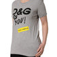 Gray Cotton Logo Printed Crew Neck T-shirt