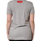 Gray Cotton Logo Printed Crew Neck T-shirt