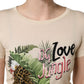 Beige Jungle Print Cotton Round Neck T-Shirt