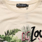 Beige Jungle Print Cotton Round Neck T-Shirt