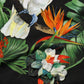 Black Tropical Print Cotton Round Neck T-Shirt