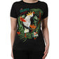 Black Tropical Print Cotton Round Neck T-Shirt