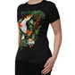 Black Tropical Print Cotton Round Neck T-Shirt