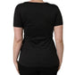Black Tropical Print Cotton Round Neck T-Shirt