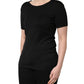Black Cotton Round Neck Short Sleeves T-Shirt