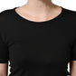 Black Cotton Round Neck Short Sleeves T-Shirt