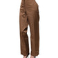 Brown High Waist Flared Trouser Pants