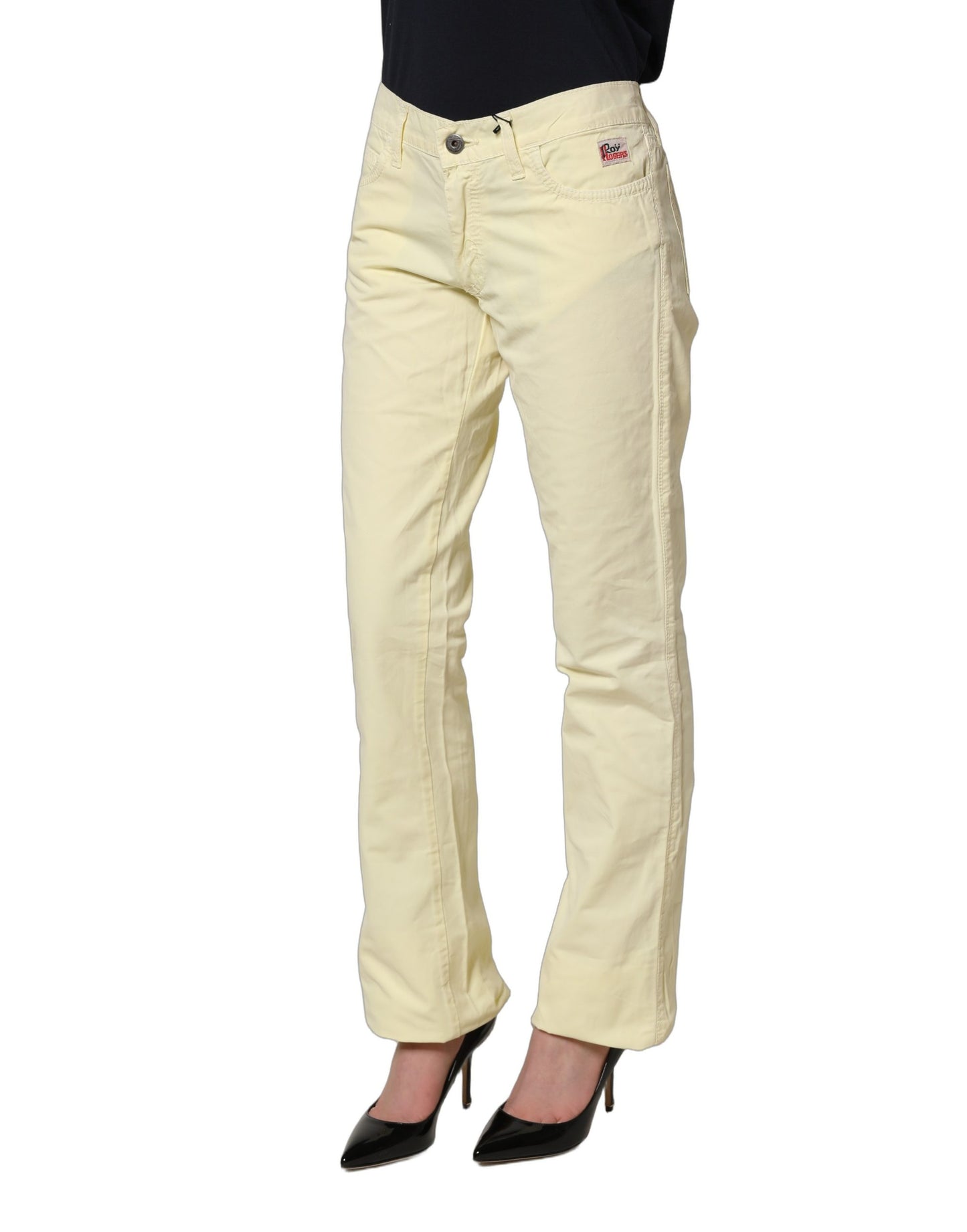 Yellow Cotton Straight Casual Denim Trouser Jeans