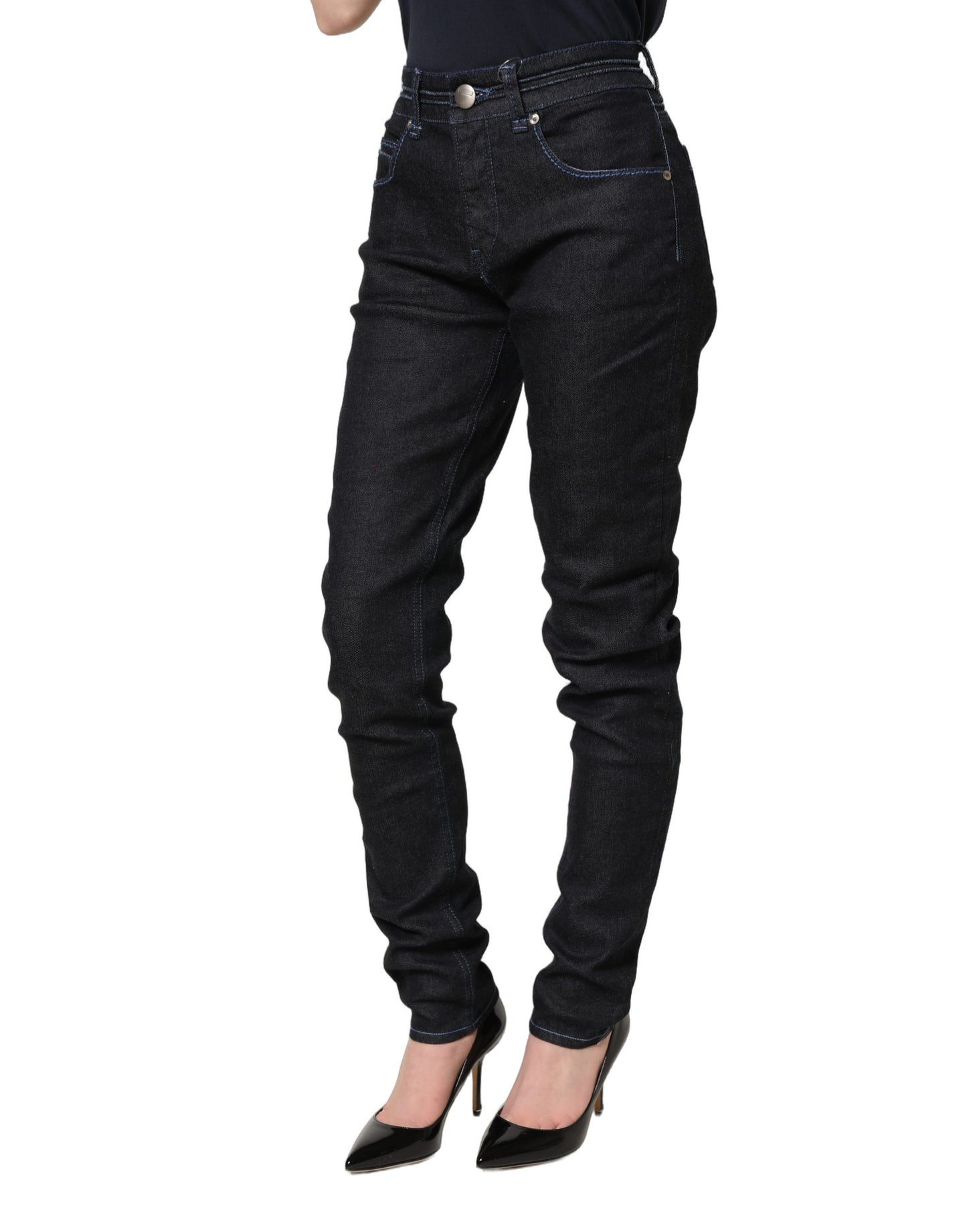 Black Cotton Stretch HighWaist Skinny Denim Trouser Jeans