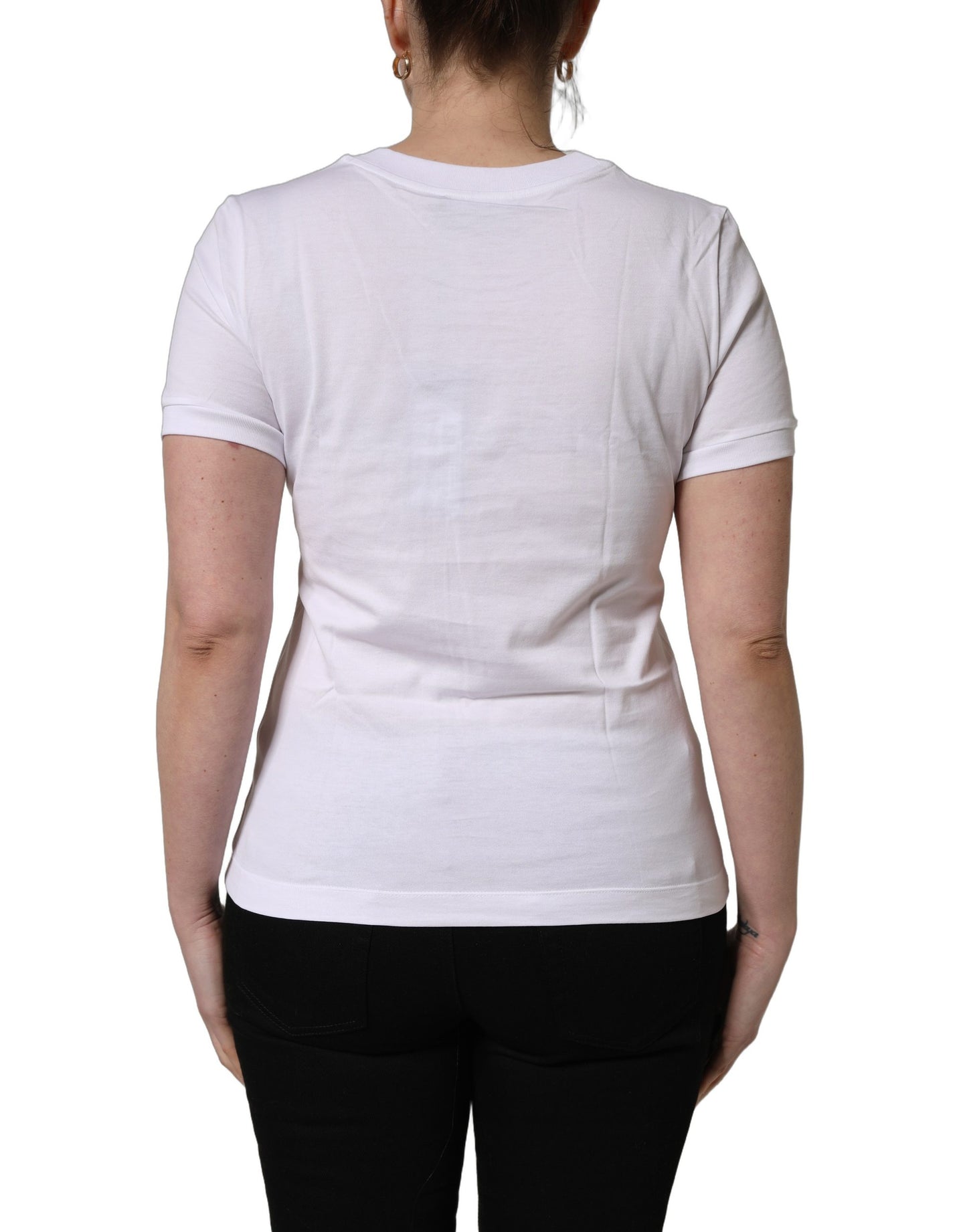 White Cotton Round Neck Short Sleeves T-Shirt