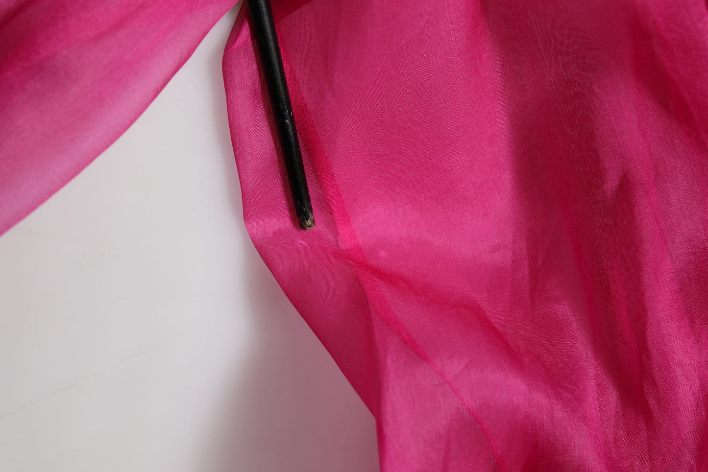 Fuchsia Sheer Chiffon Buttoned Blouse Top
